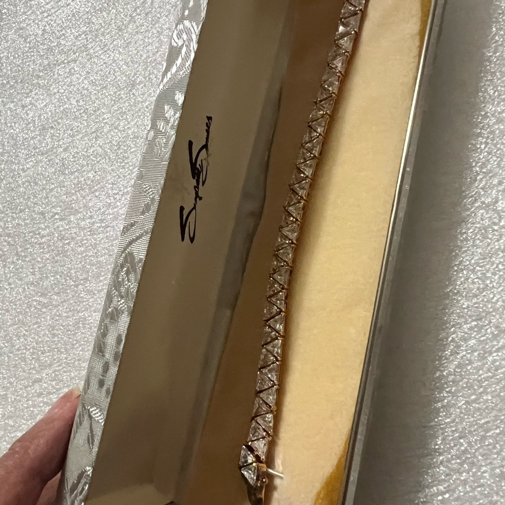 Suzanne Somers gold over stirring Silver 925 stamped CZ tennis bracelet NIB - Picture 11 of 16